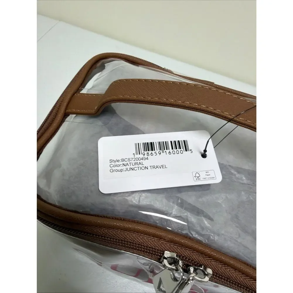 GUESS Junction Travel Set 4 Pcs Cosmetic Bag Brown Monogram Makeup Case